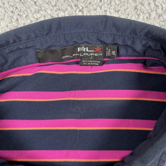 RLX Ralph Lauren Polo Shirt Mens XL‎ Striped Blue Pink White Short Sleeve Golf - Picture 2 of 7